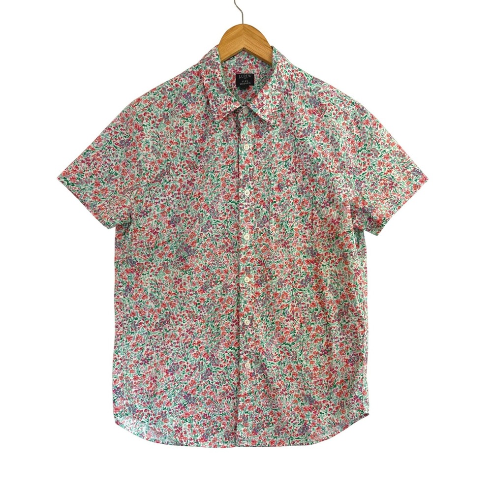 J.Crew Mens Flex Washed Floral Short Sleeve Button Down Shirt BL165 Size M Multi